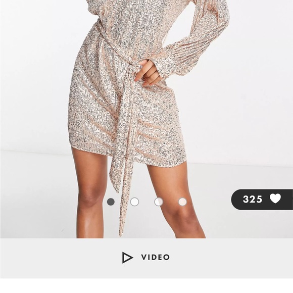 ASOS Sequin Batwing Sleeve Mini Shift Dress with belt. Size 2 - Picture 10 of 11